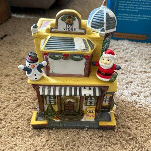 Victorian Village Christmas light up building Cabot's Toy Shop MIB display